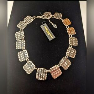 Christian Siriano NY Designer Silver Chunky Necklace Statement 15" - 19" Adj NWT